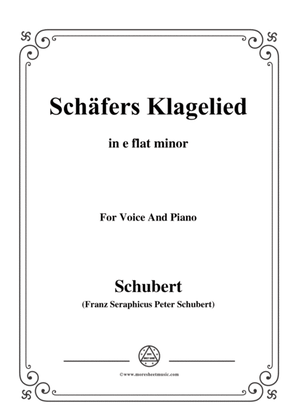 Schubert-Schäfers Klagelied,in e flat minor,Op.3,No.1,for Voice and Piano