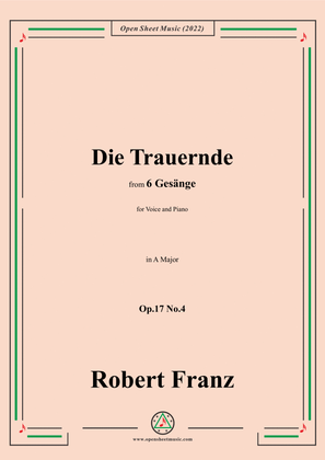Book cover for Franz-Die Trauernde,in A Major,Op.17 No.4,from 6 Gesange