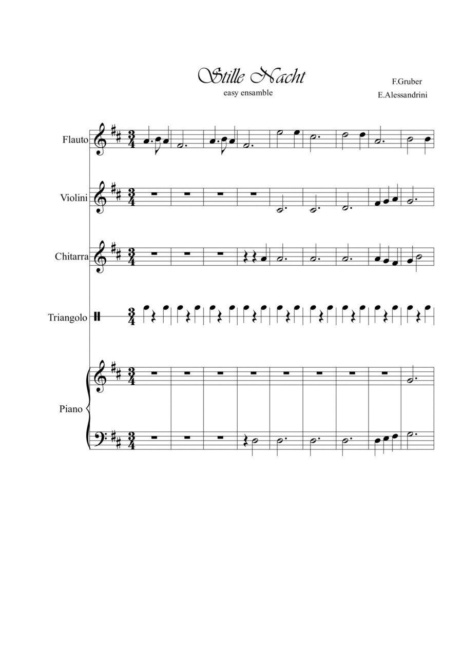 Stille Nacht. Easy ensamble Flute scores gallery preview page 1