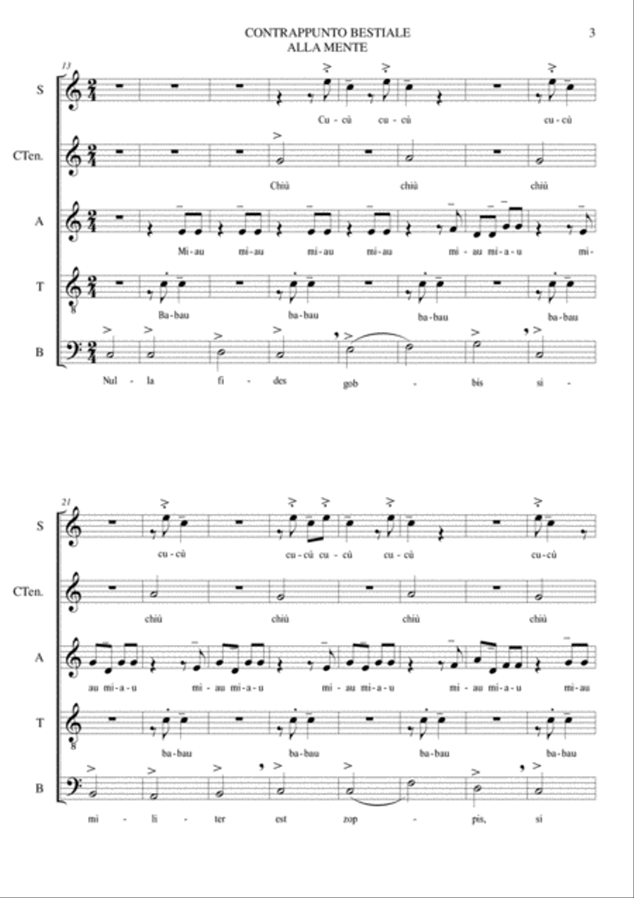 CONTRAPPUNTO BESTIALE ALLA MENTE - For S,CT,A,T,B Divisi scores gallery preview page 3