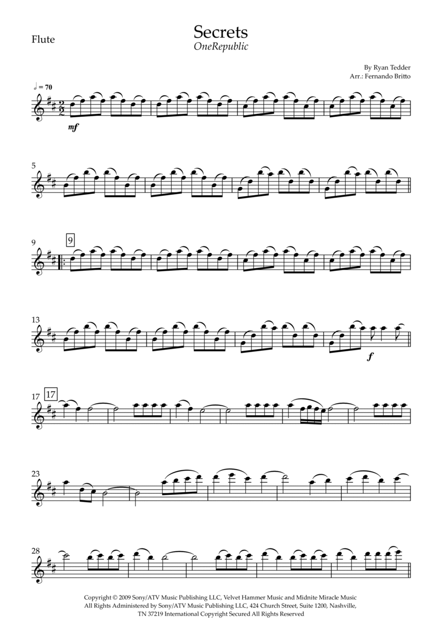 Secrets Flute Solo scores gallery preview page 1