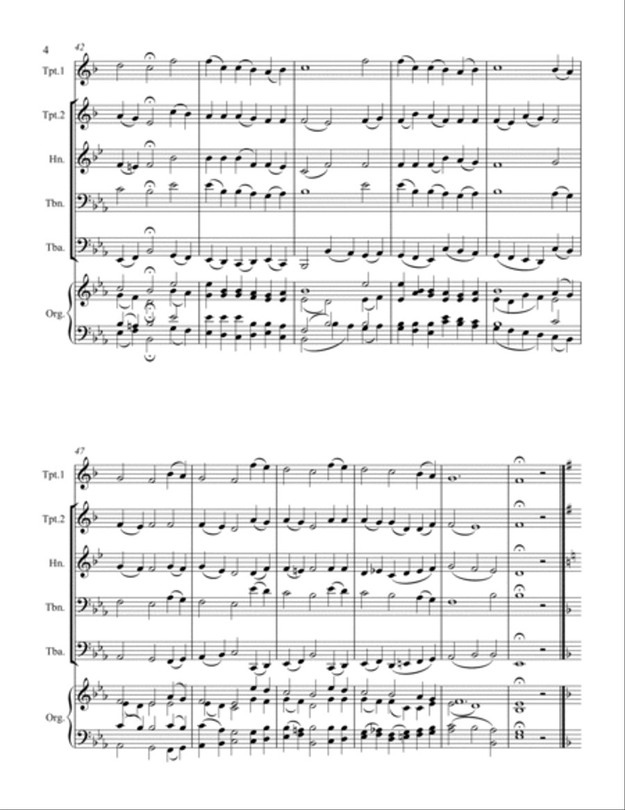 40 Beloved Christian Hymns Volume I (for Brass Quintet and optional Organ) Horn scores gallery preview page 5
