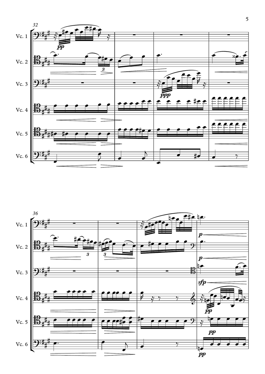 Popper: Requiem, Op. 66 - Cello Sextet String Orchestra scores gallery preview page 5