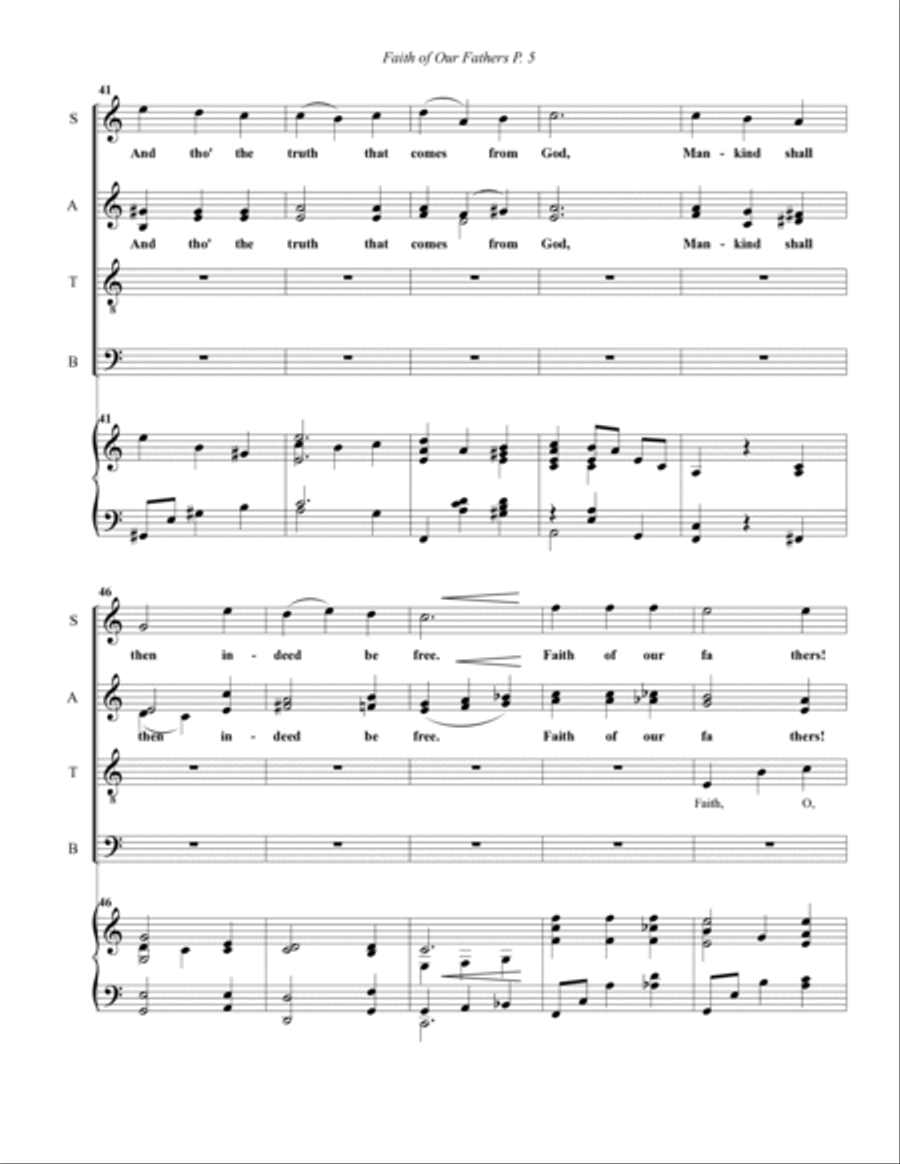 Faith of Our Fathers--SATB/Piano.pdf 4-Part scores gallery preview page 6