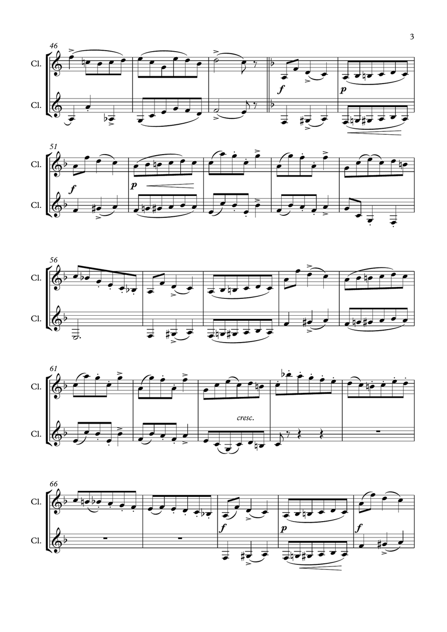 Scherzo in A minor Scherzo in A minor Clarinet Duet scores gallery preview page 3