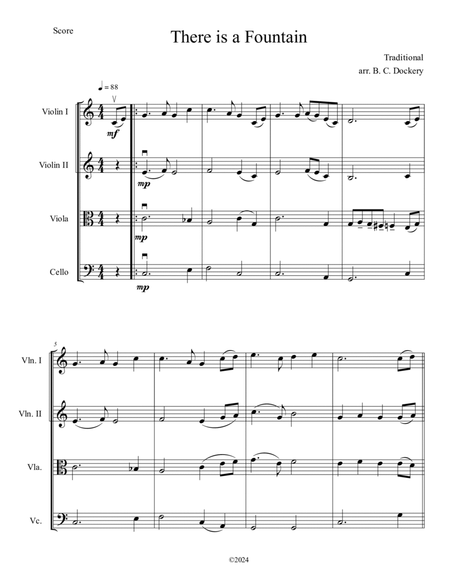 There is a Fountain (String Quartet) String Quartet scores gallery preview page 1