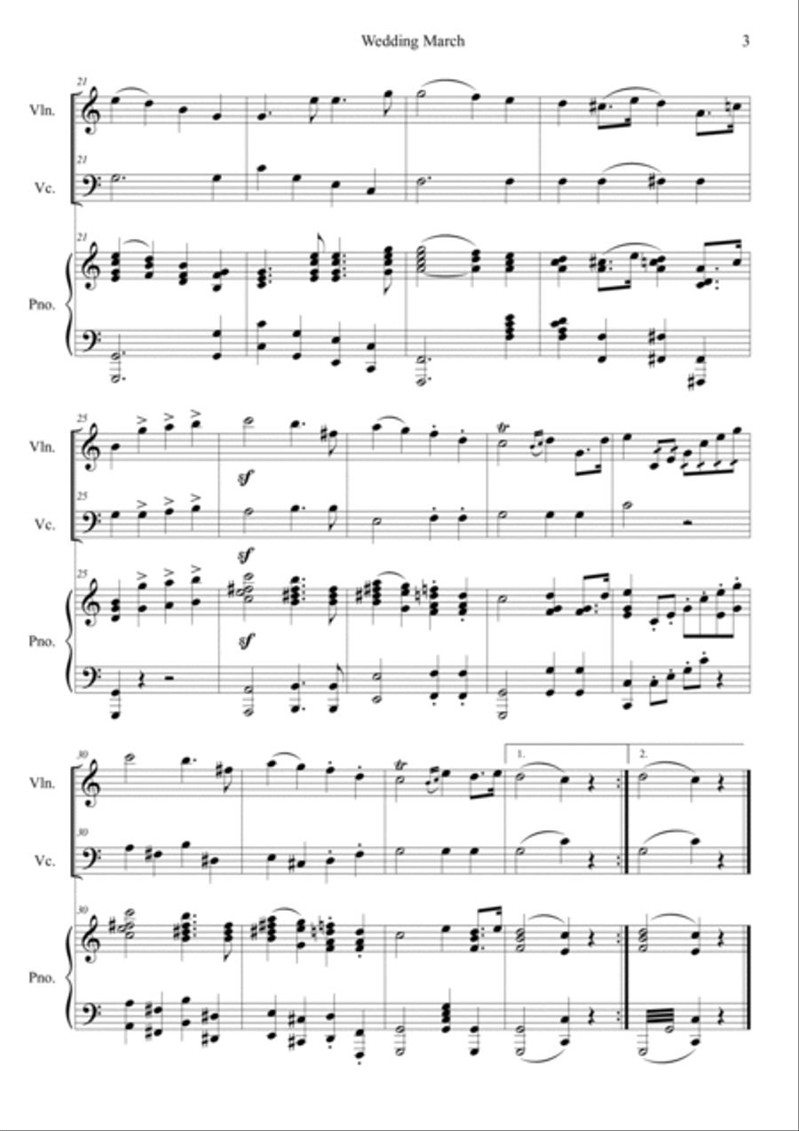 Wedding March Piano Trio scores gallery preview page 3