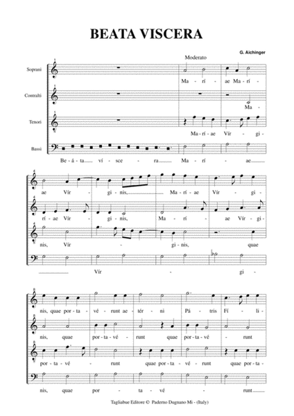 BEATA VISCERA - Aichinger Choir - Digital Sheet Music