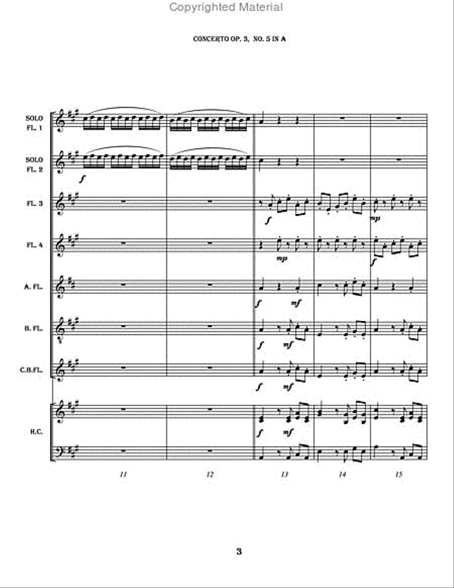 Concerto Op. 3, No. 5 in A Flute Choir scores gallery preview page 4
