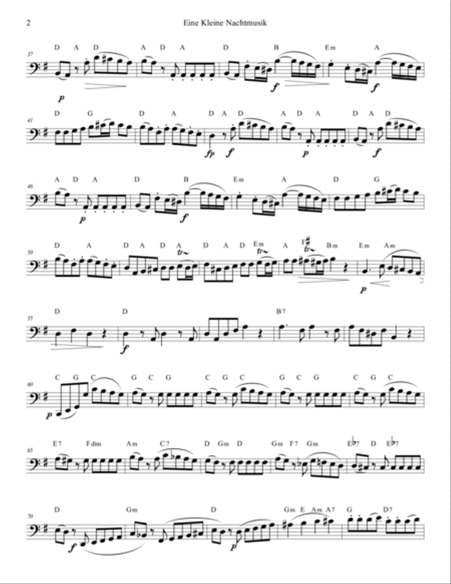 Mozart 1787 KV 525 Eine Kleine Nachtmusik Fakecharts Chords Flute Clarinet or Bassoon Solo Woodwind Quartet scores gallery preview page 5