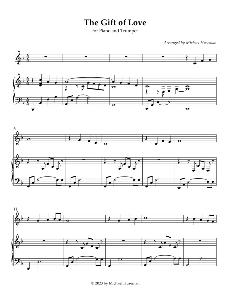 The Gift of Love Trumpet Duet scores gallery preview page 1