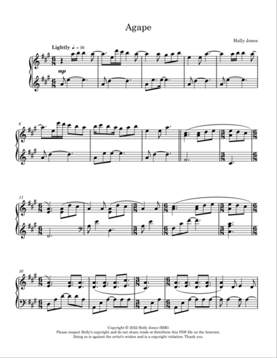 Agape Piano Solo scores gallery preview page 2