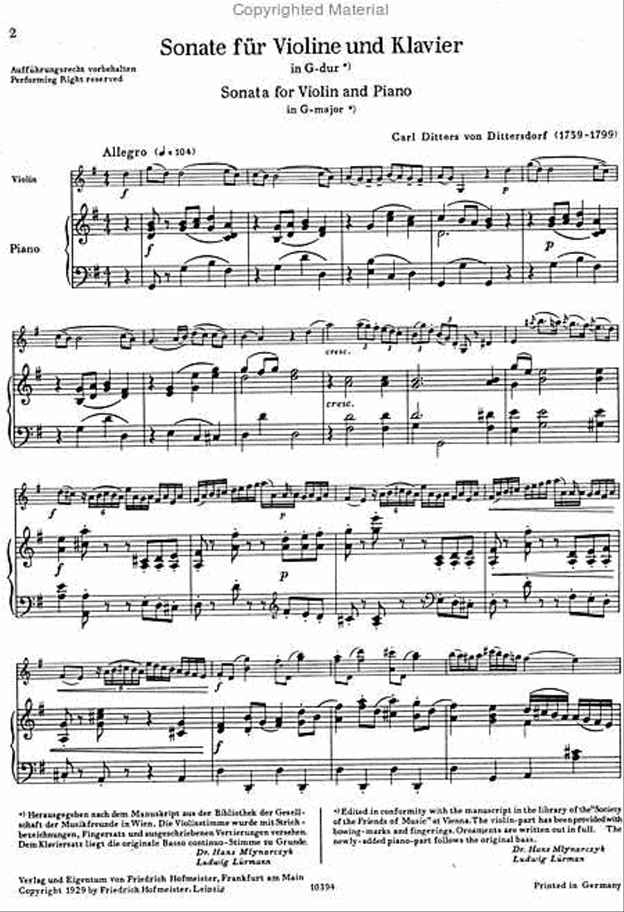 Sonata G-Dur Violin Solo scores gallery preview page 2