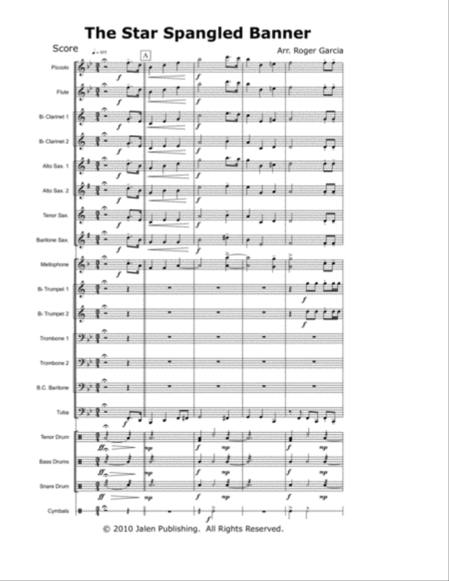 Star Spangled Banner (Garcia) Marching Band scores gallery preview page 2