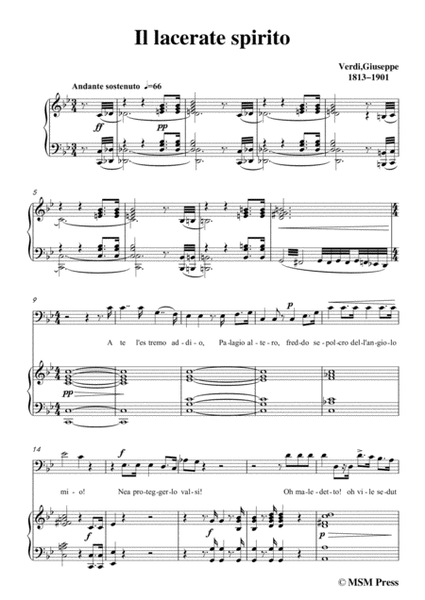 Verdi-Il lacerate spirito(A te l'estremo addio) in g minor, for Voice and Piano image number null