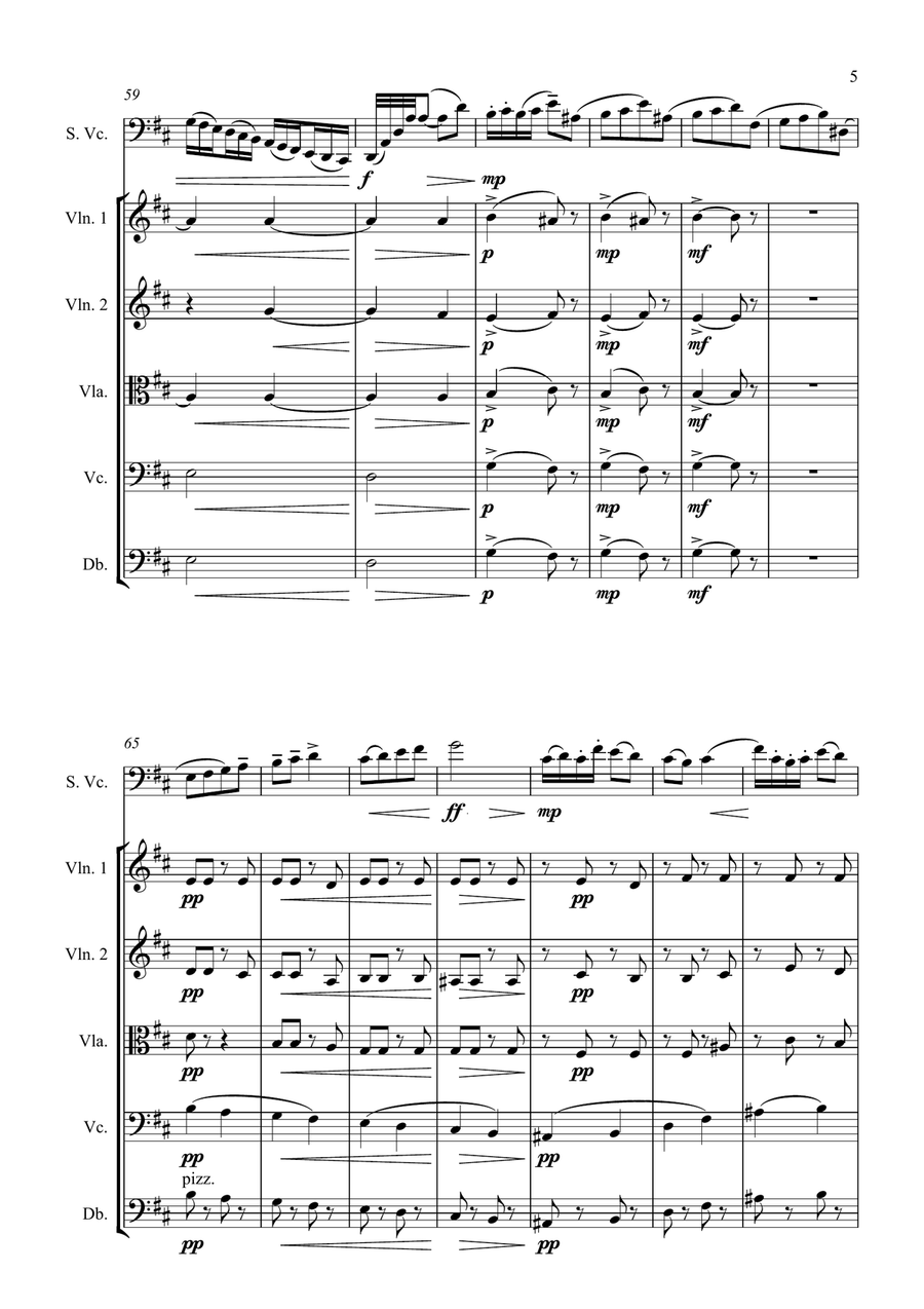 Tchaikovsky Pezzo Capriccioso Op. 62 for Cello and String Orchestra String Orchestra scores gallery preview page 6