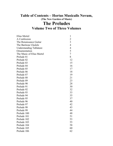 Elias Mertel - Hortus Musicalis Novum, the Preludes, Volume 2 - transcribed for baritone ukulele