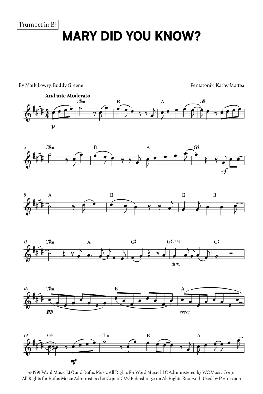 Mary, Did You Know? Mary, Did You Know? Trumpet Duet scores gallery preview page 4