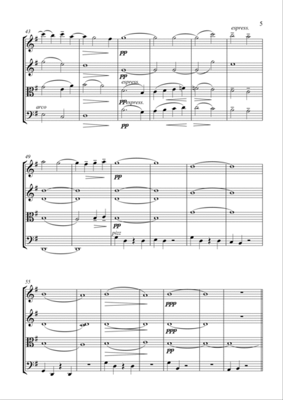 Mahler Symphony No. 4 - Third Movement, Adagio String Quartet scores gallery preview page 4