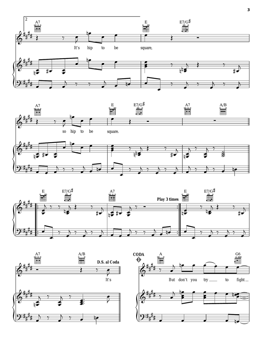 Hip To Be Square Hip To Be Square Piano, Vocal, Guitar scores gallery preview page 3