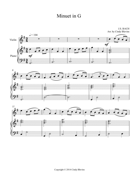 Minuet in G, for Piano and Violin image number null