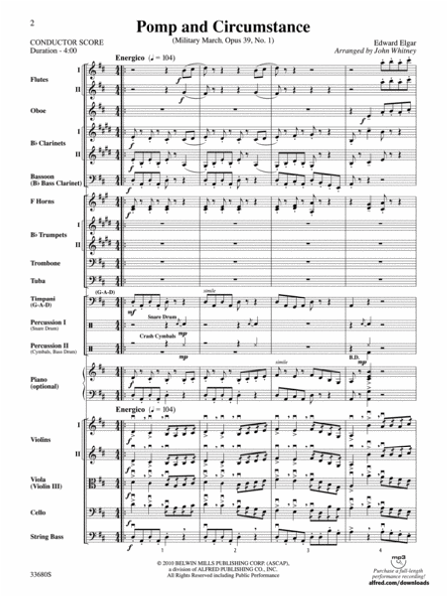 Pomp and Circumstance Full Orchestra scores gallery preview page 2