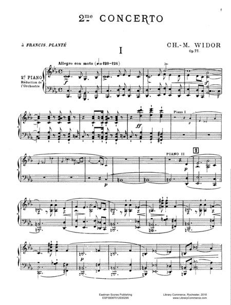 2me Concerto, pour piano avec accompagnement d'orchestre. Op. 77. Piano principal et reduction de l'orchestre pour 2e piano.