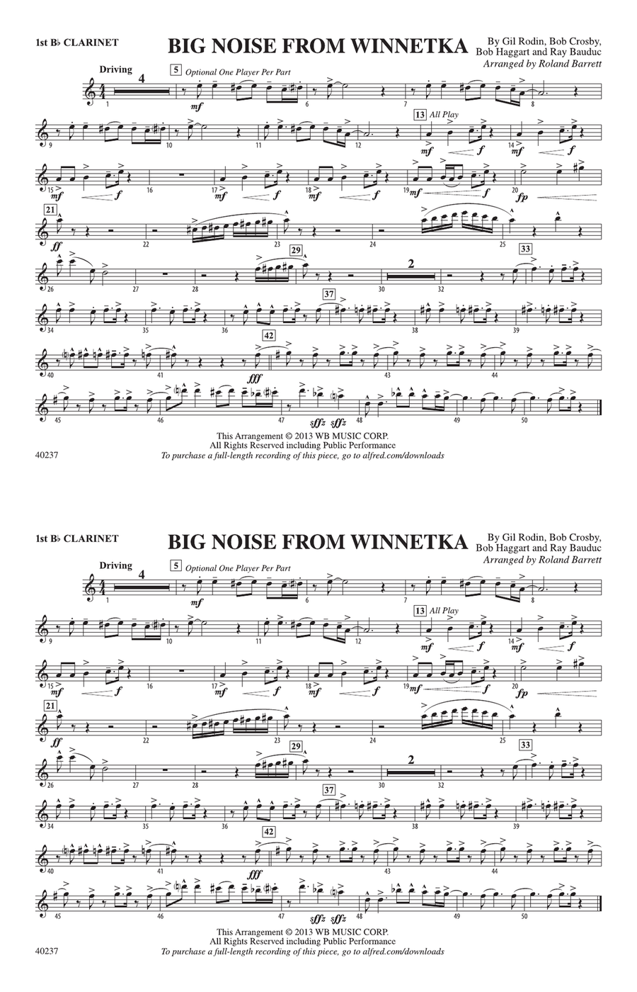 Big Noise from Winnetka: 1st B-flat Clarinet