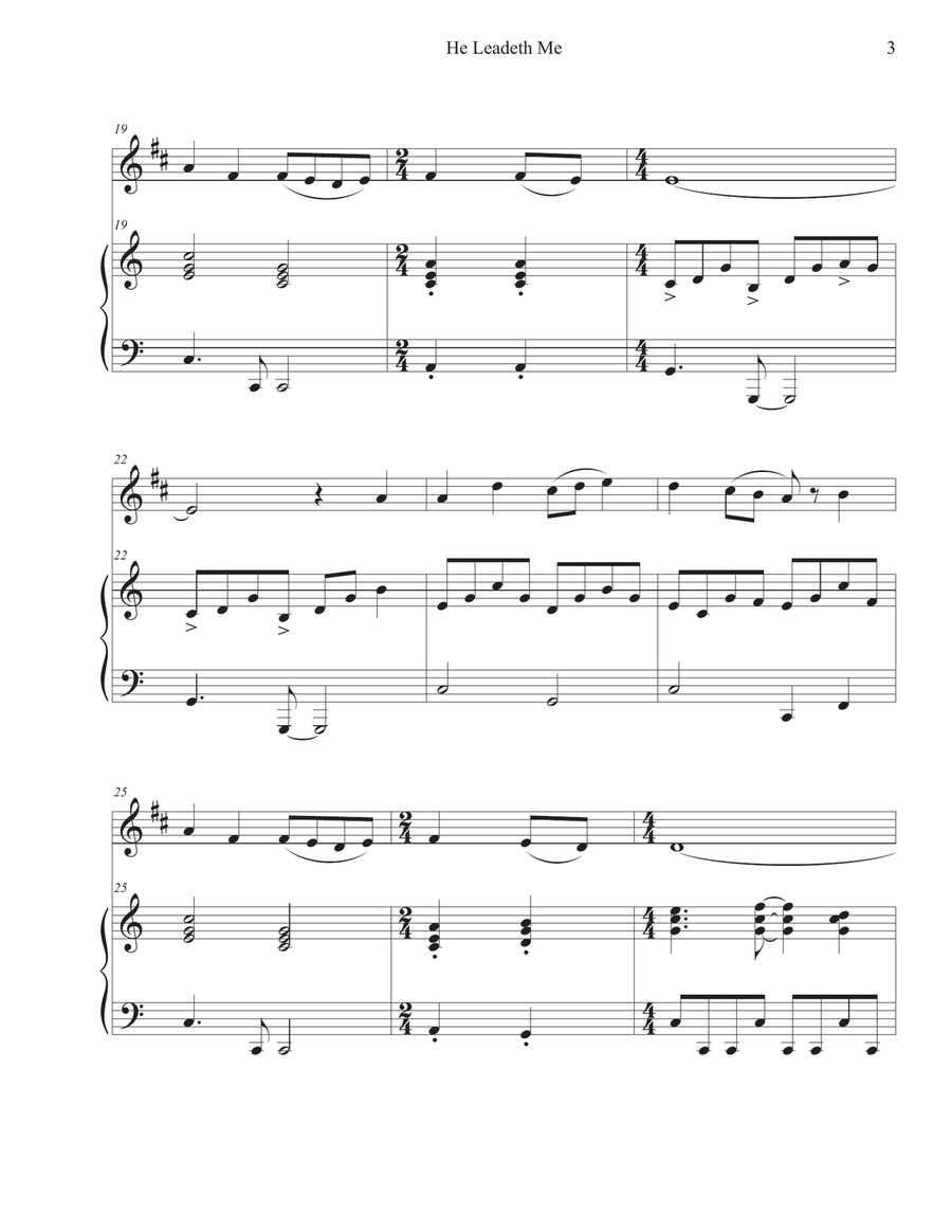 He Leadeth Me (Trumpet-Piano) Trumpet Solo scores gallery preview page 3