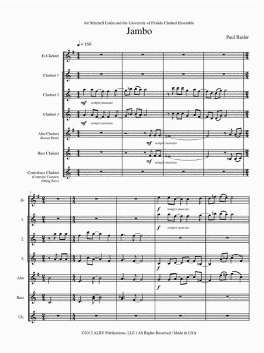 Jambo for Clarinet Choir Clarinet Choir scores gallery preview page 2