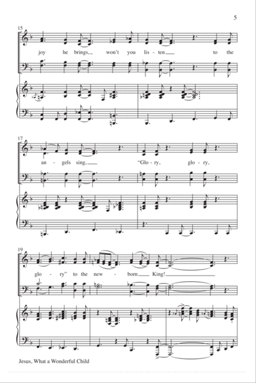 Jesus, What a Wonderful Child with Amen 4-Part scores gallery preview page 4