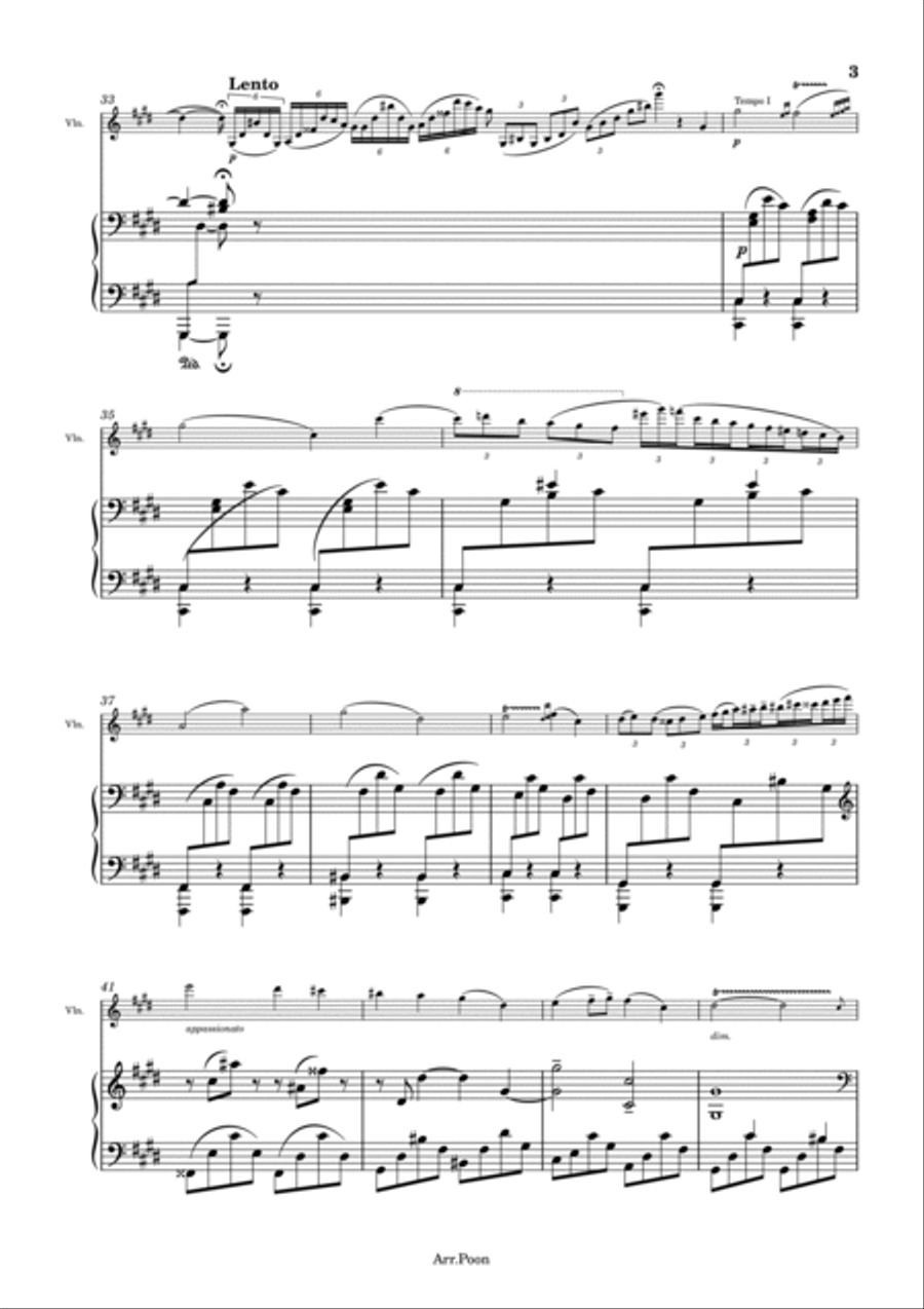 Chopin Nocturne No.20 in C-sharp minor B.49 - For Violin and Piano Original Violin Solo scores gallery preview page 3