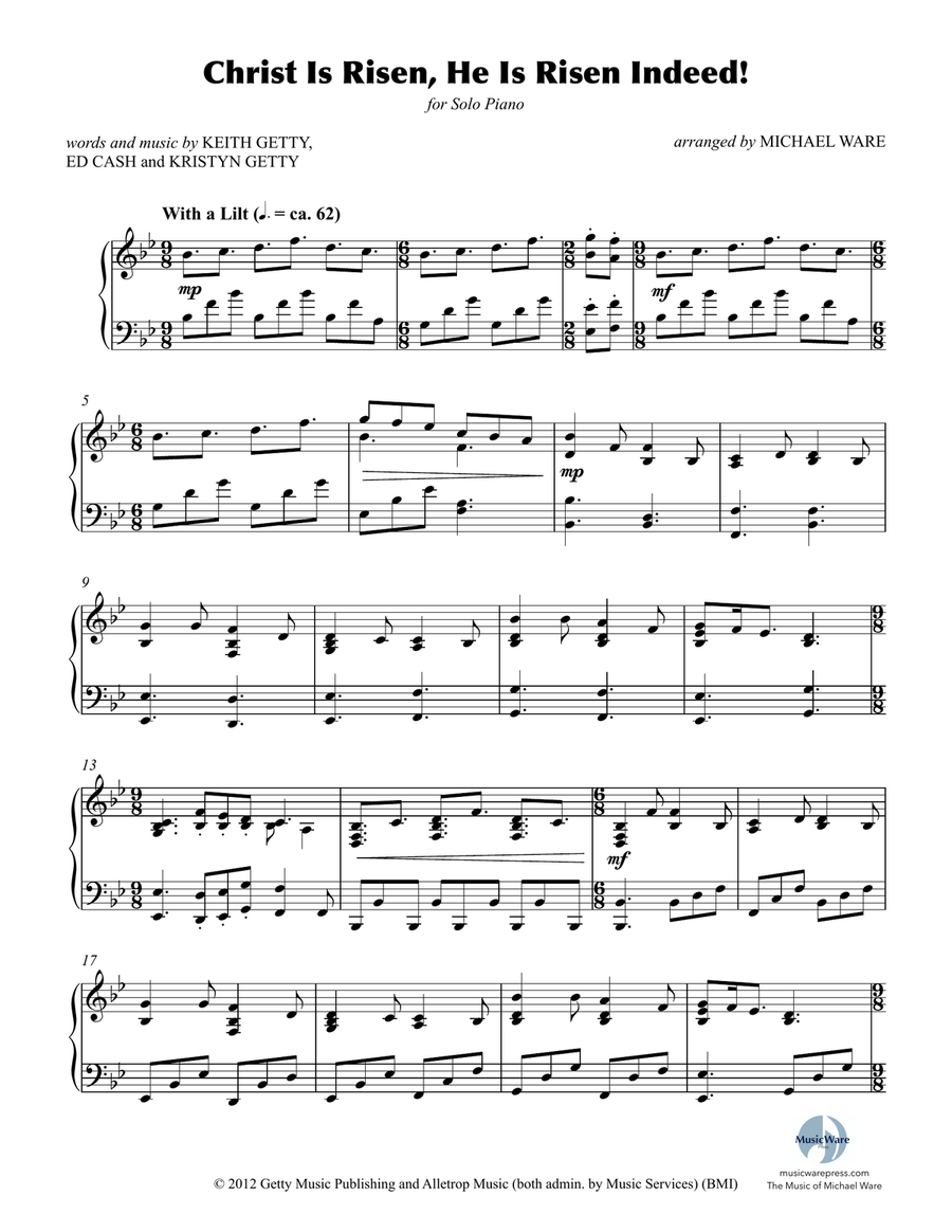 Christ Is Risen, He Is Risen Indeed Piano Solo scores gallery preview page 2