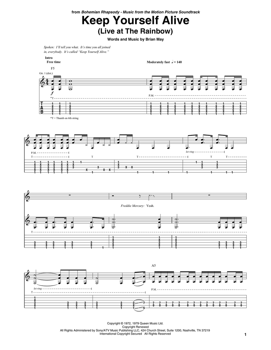 Keep Yourself Alive Acoustic Guitar scores gallery preview page 1