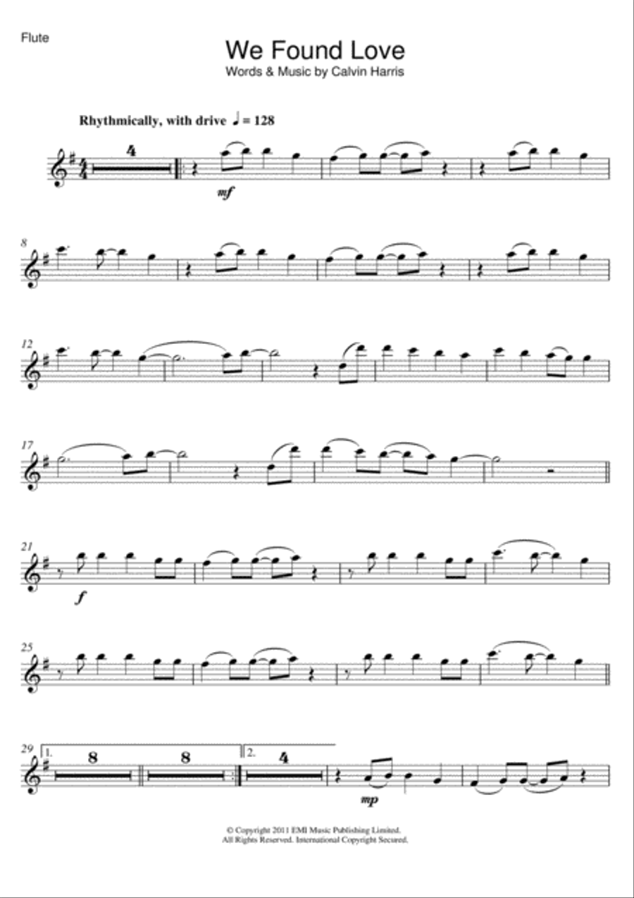 We Found Love (featuring Calvin Harris) Flute Solo scores gallery preview page 1