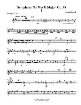 Dvorak Symphony No. 8, Movement I - Trumpet in Bb 1 (Transposed Part), Op. 88