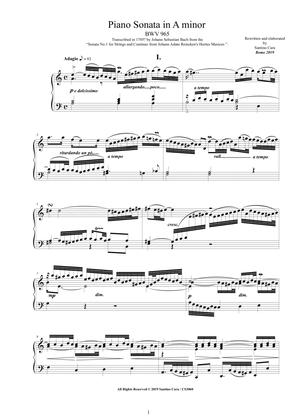 Bach - Piano Sonata in A minor BWV 965 after Reincken - Complete Piano version
