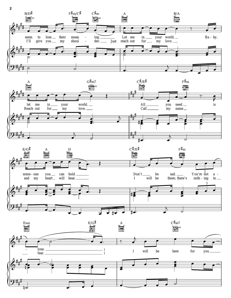 I Will Be Here For You Piano, Vocal, Guitar scores gallery preview page 2