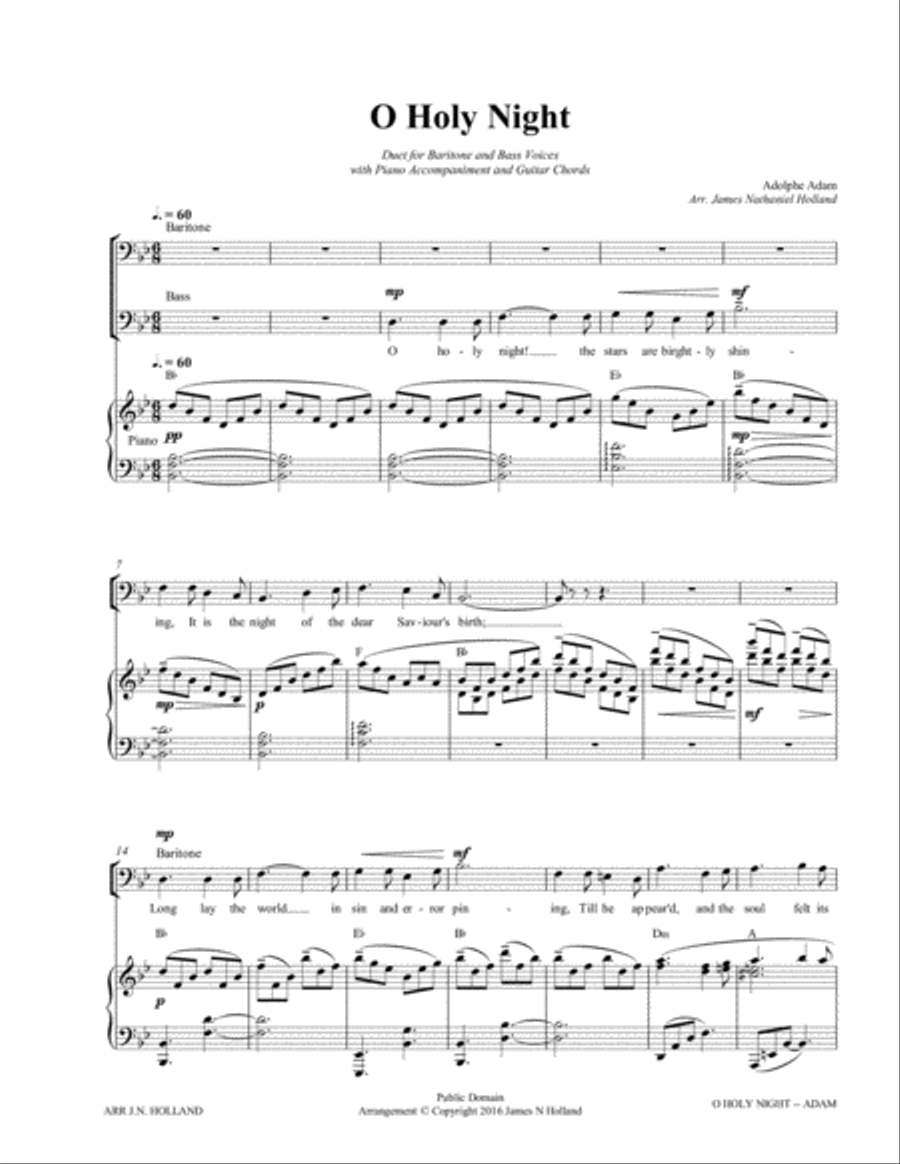 O Holy Night (Cantique de Noel) Adolphe Adam Duet for Baritone and Bass Vocal Duet scores gallery preview page 3