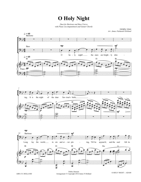 O Holy Night (Cantique de Noel) Adolphe Adam Duet for Baritone and Bass image number null