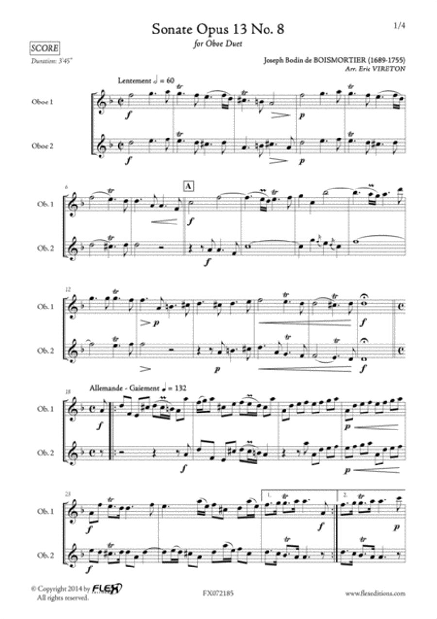 Sonata Opus 13 No. 8 Sonata Opus 13 No. 8 Woodwind Duet scores gallery preview page 2
