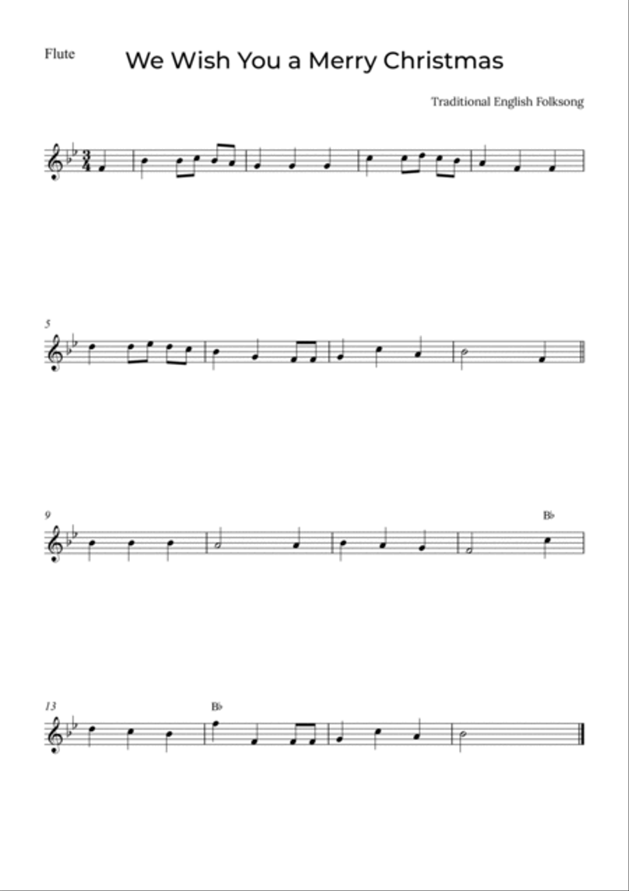We Wish You a Merry Christmas - Flute and Clarinet with piano and chords Woodwind Duet scores gallery preview page 2