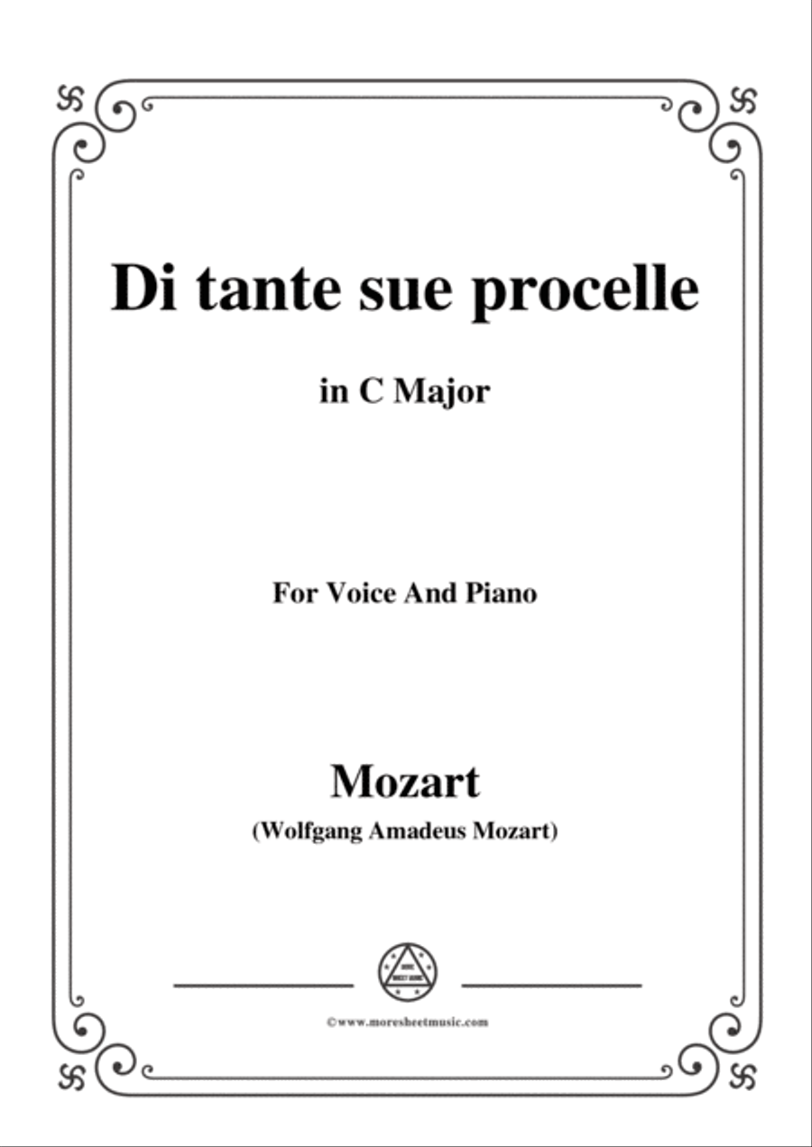 Mozart-Di tante sue procelle,from 'Il Re Pastore',in C Major,for Voice and Piano Voice Solo scores gallery preview page 1