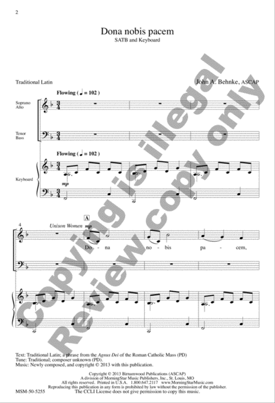Dona nobis pacem Dona nobis pacem 4-Part scores gallery preview page 2