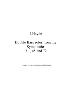 Book cover for J.Haydn - Double Bass solos from the Symphonies 31, 45 and 72 arranged for Double Bass quartet