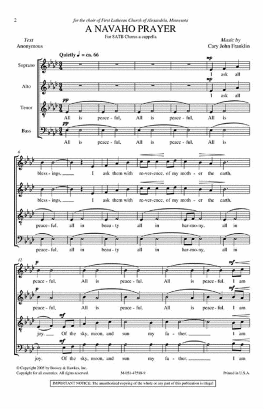 A Navaho Prayer 4-Part scores gallery preview page 2