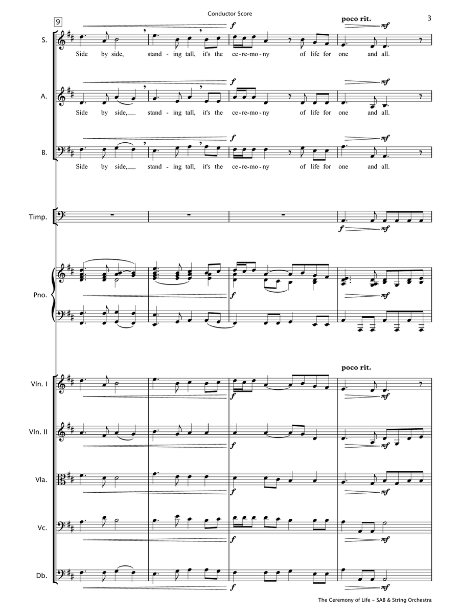 The Ceremony of Life [SAB Choir & String Orchestra] 3-Part scores gallery preview page 5