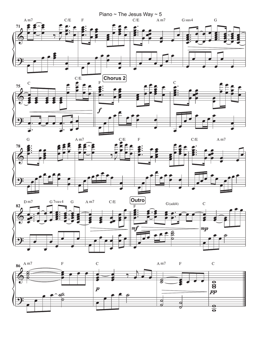 The Jesus Way Piano Solo scores gallery preview page 6