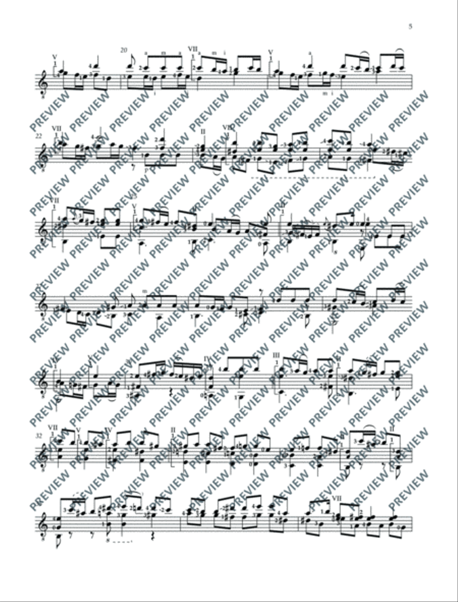 Präludium D minor (orig. C minor) / Fuge A minor (orig. G minor) Classical Guitar scores gallery preview page 6