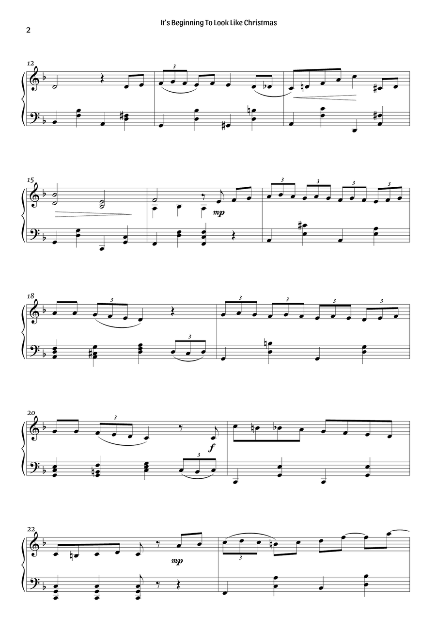 It's Beginning To Look Like Christmas Piano Solo scores gallery preview page 2